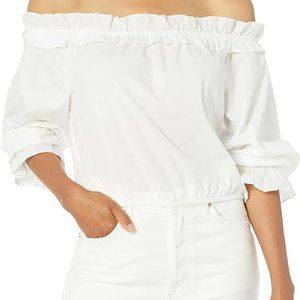 BCBGeneration Off The Shoulder Ruffle Trim Top - Size L - NWT